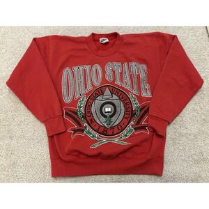 VTG 90s Ohio State Buckeyes Nutmeg Crewneck Sweater Pullover Red 1990 Size L USA